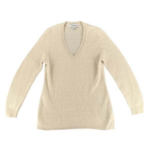 Tommy Bahama Cashmere Cream Merino Wool Knit Sweater Sparkles Glam Small - Picture 1 of 5